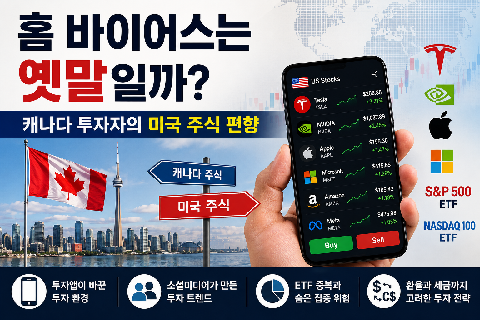 홈 바이어스는 옛말일까? 캐나다 투자자의 미국 주식 편향