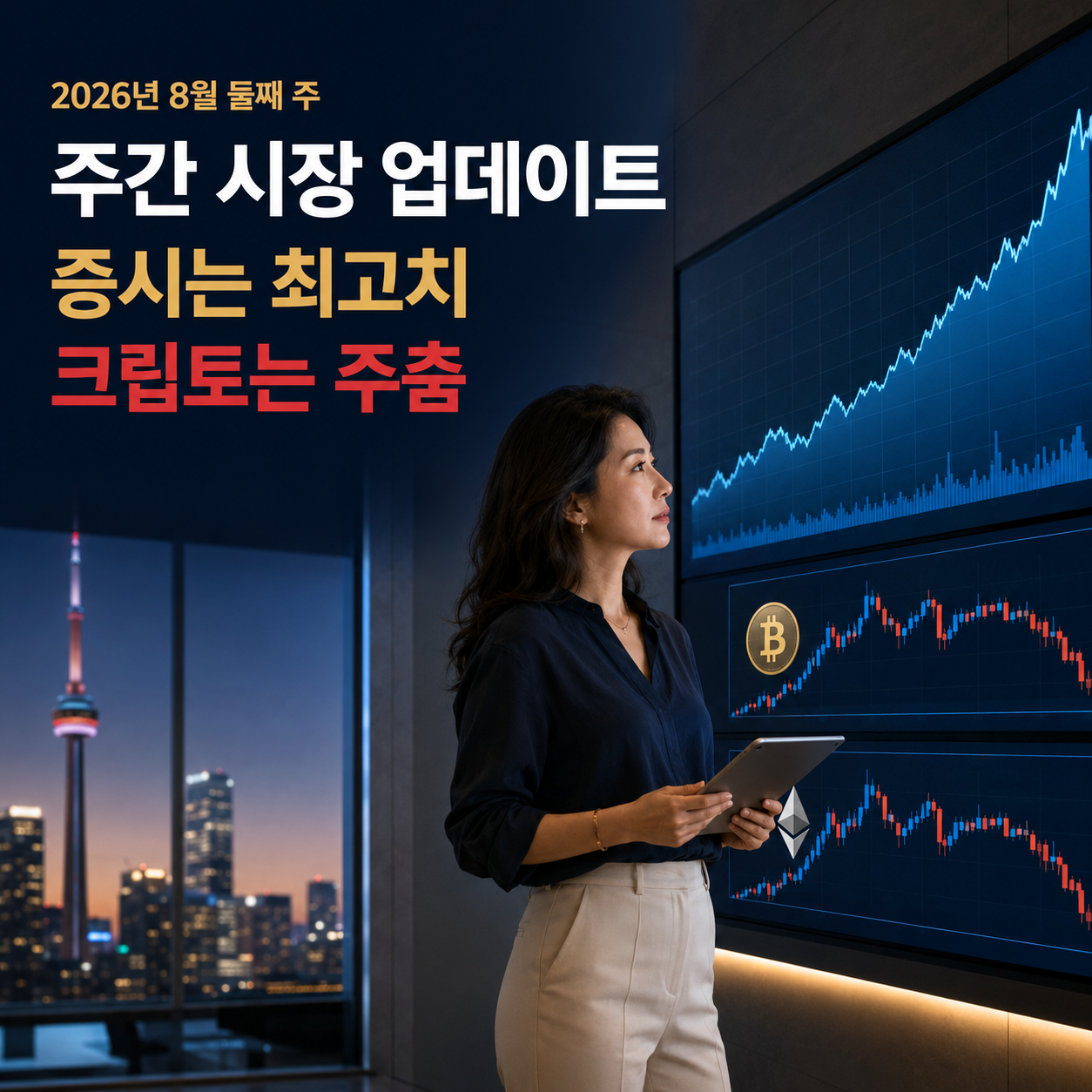 2026년 8월 둘째 주 시장 업데이트: 증시는 최고치, 크립토는 주춤했습니다