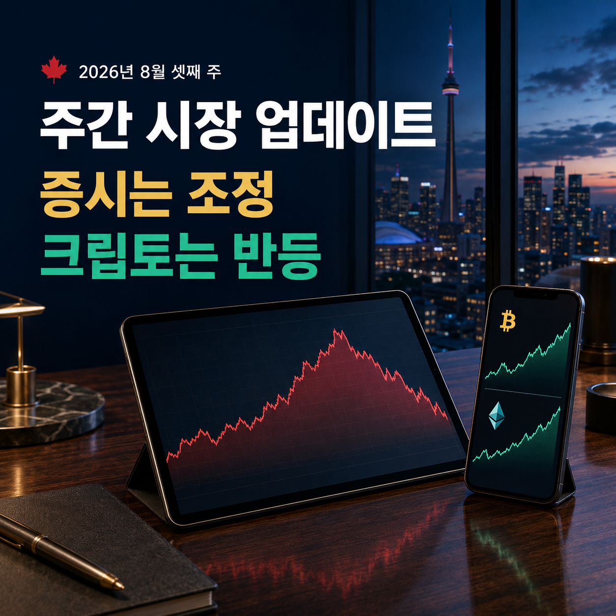 2026년 8월 셋째 주 시장 업데이트: 증시는 조정, 크립토는 반등했습니다
